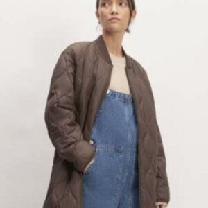 Everlane Brown Renew Quilted Liner Zipper Jacket